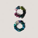 Mini Ayako Pair of Mini Scrunchies in Rainbow Multicolour