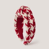 Seasonal Charm Knotted Headband in Red Houndstooth