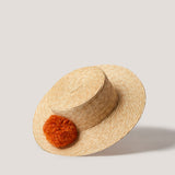 Mystras Straw Boater with Burnt Orange Pompom