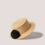 Napflio Short Straw Boater with Black Pompom