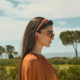 Cachou Leather Headband in Orange