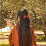 Holiday Bow Barrette and Brooch in Terracotta Orange