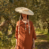 Vasiliki Straw Platter Hat with Ecru and Mustard Braid