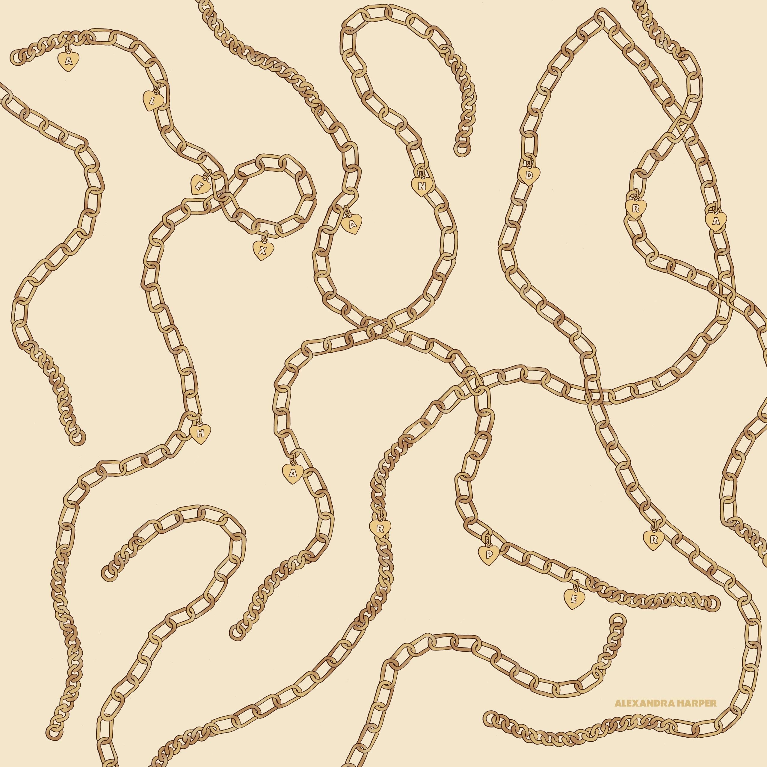 Chained Print Silk Scarf in Cream – Alexandra Harper Millinery London