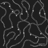 Chained Print Silk Scarf in Black