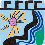 Symi Sea Print Silk Scarf in Blue