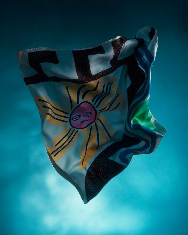 Silk Twill Scarf - Symi Sea - Image 4