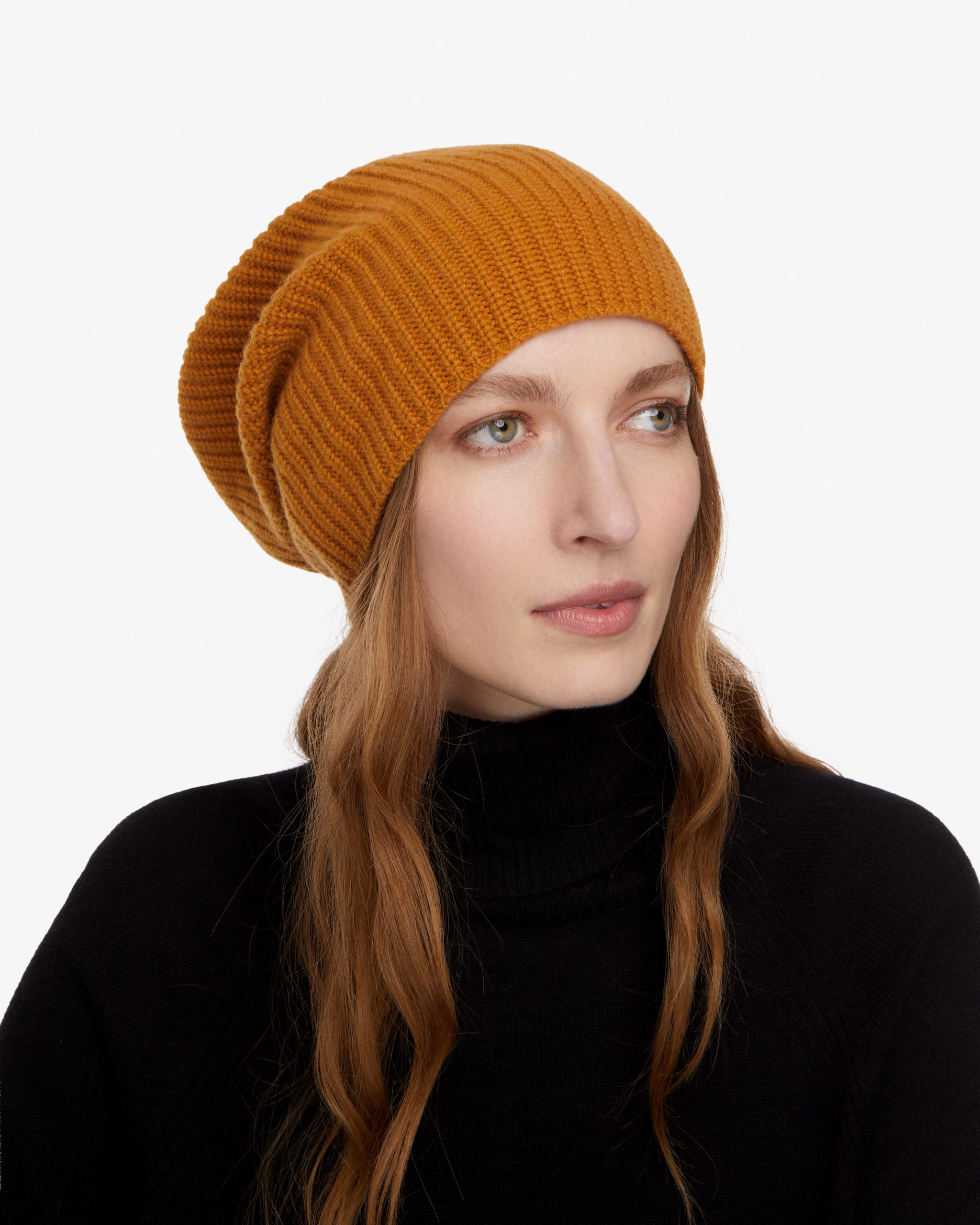 Cashmere Beanie - Saffron Brown