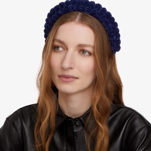 2 Row Pompom Headband - Nighttime Blue
